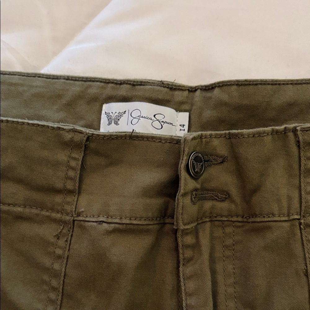 Jessica Simpson Khaki wide leg cargo trousers size 14